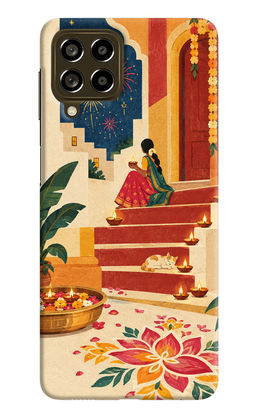 Diwali Rangoli Samsung M53 5G Back Cover, Hard case