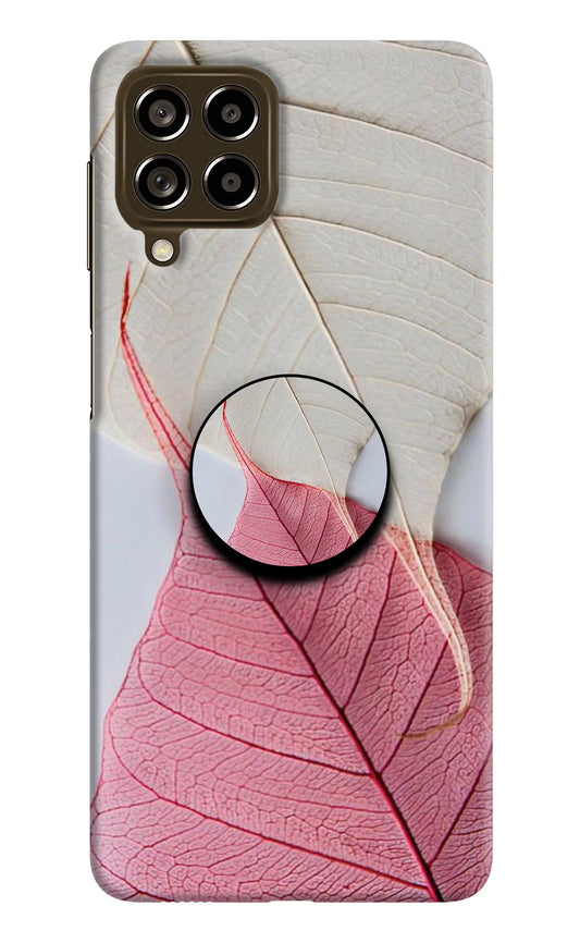 White Pink Leaf Samsung M53 5G Pop Case by Casekaro