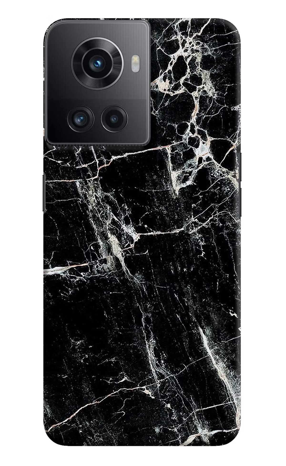 Black Marble Texture OnePlus 10R 5G Hard Case Back Cover by Casekaro