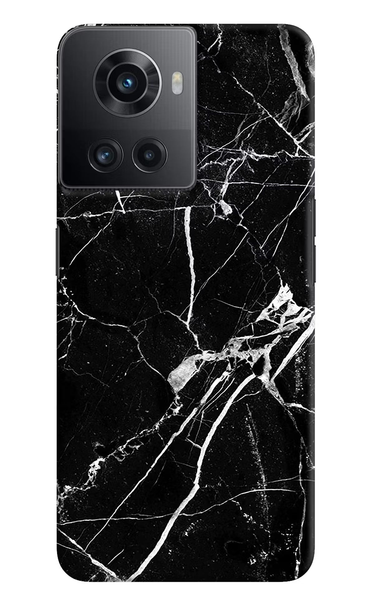 Black Marble Pattern OnePlus 10R 5G Hard Case Back Cover by Casekaro