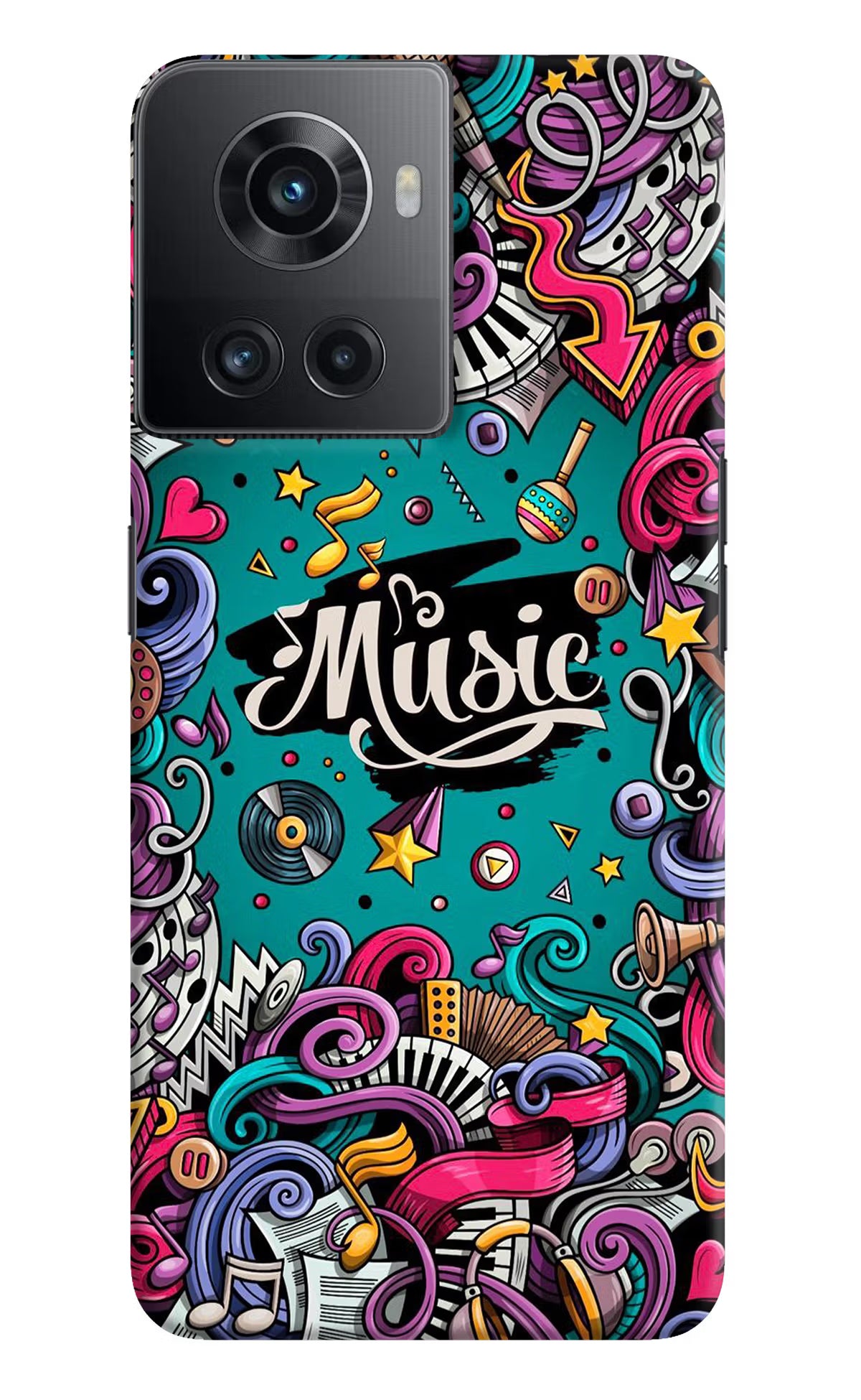 Music Graffiti OnePlus 10R 5G Hard Case Back Cover by Casekaro