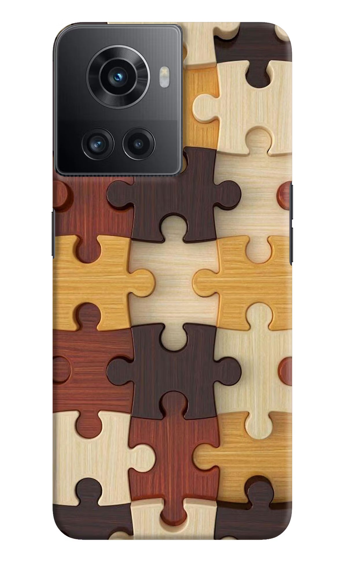 Wooden Puzzle OnePlus 10R 5G Hard Case Back Cover by Casekaro