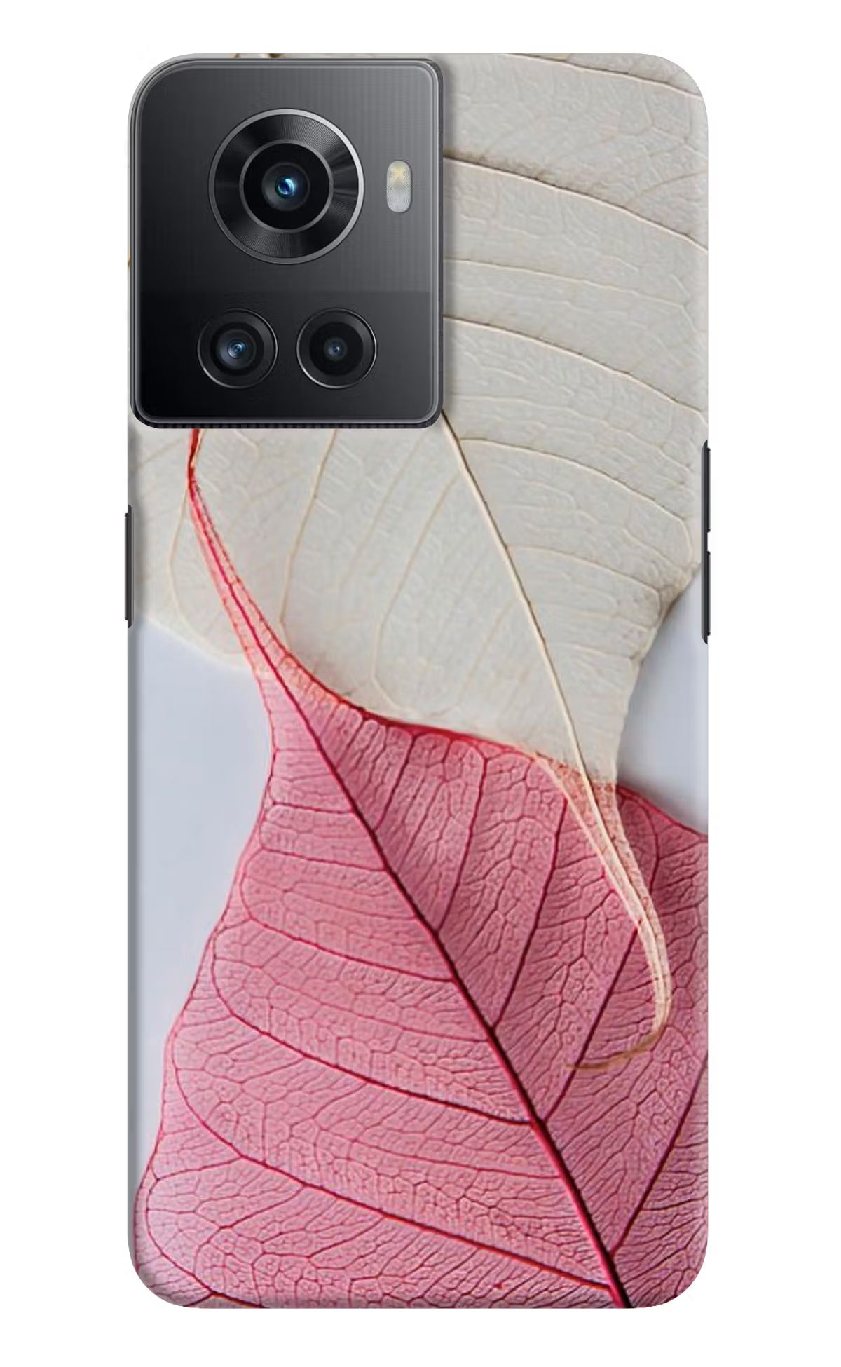 White Pink Leaf OnePlus 10R 5G Hard Case Back Cover by Casekaro