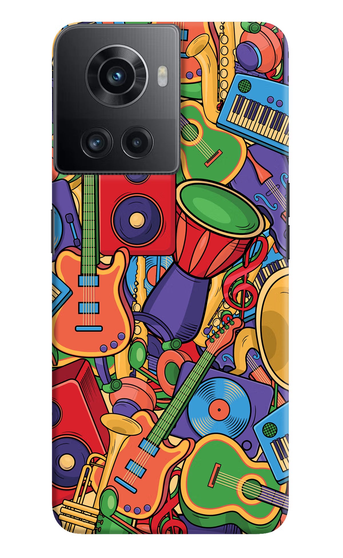 Music Instrument Doodle OnePlus 10R 5G Hard Case Back Cover by Casekaro