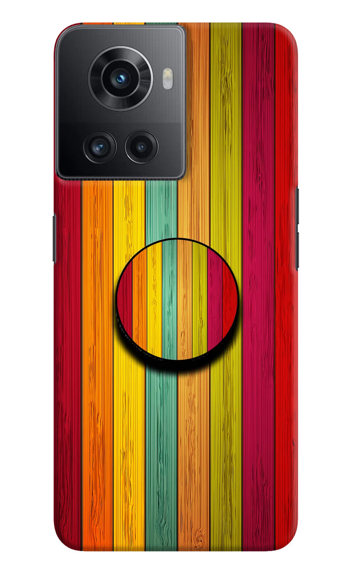 Multicolor Wooden OnePlus 10R 5G Pop Case by Casekaro