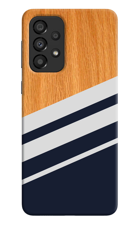 Blue and white wooden Samsung A33 5G Hard Case Back Cover by Casekaro