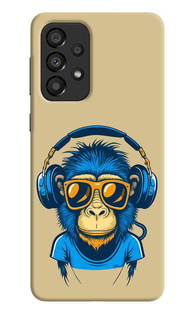 Monkey Headphone Samsung A33 5G Hard Case Back Cover by Casekaro