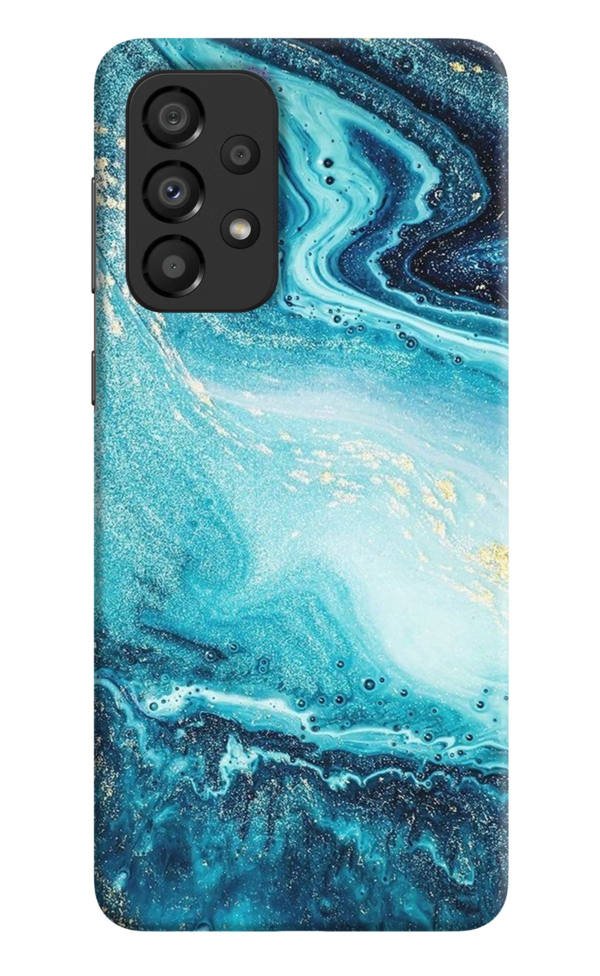 Blue Glitter Marble Samsung A33 5G Hard Case Back Cover by Casekaro