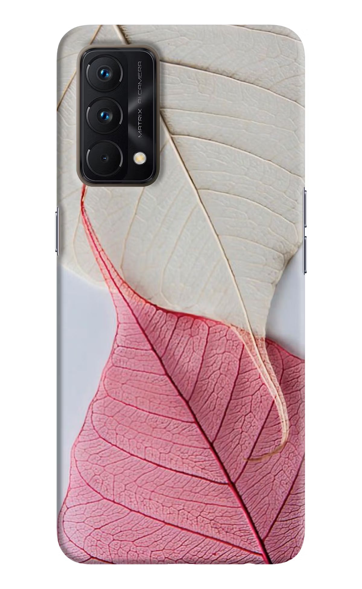 White Pink Leaf Realme GT Master Edition Hard Case Back Cover by Casekaro