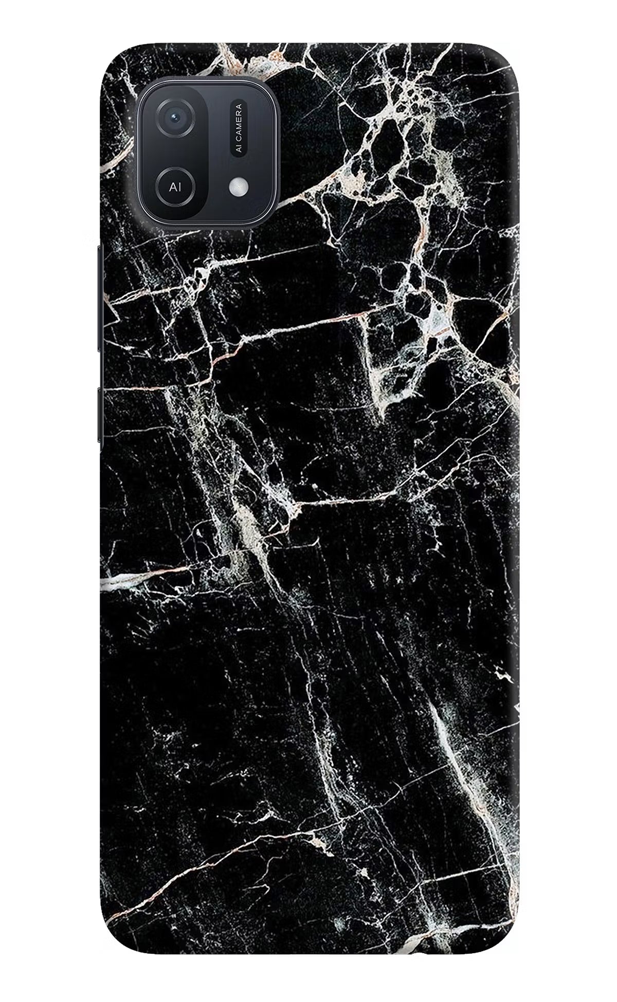 Black Marble Texture Oppo A16k/A16e Hard Case Back Cover by Casekaro