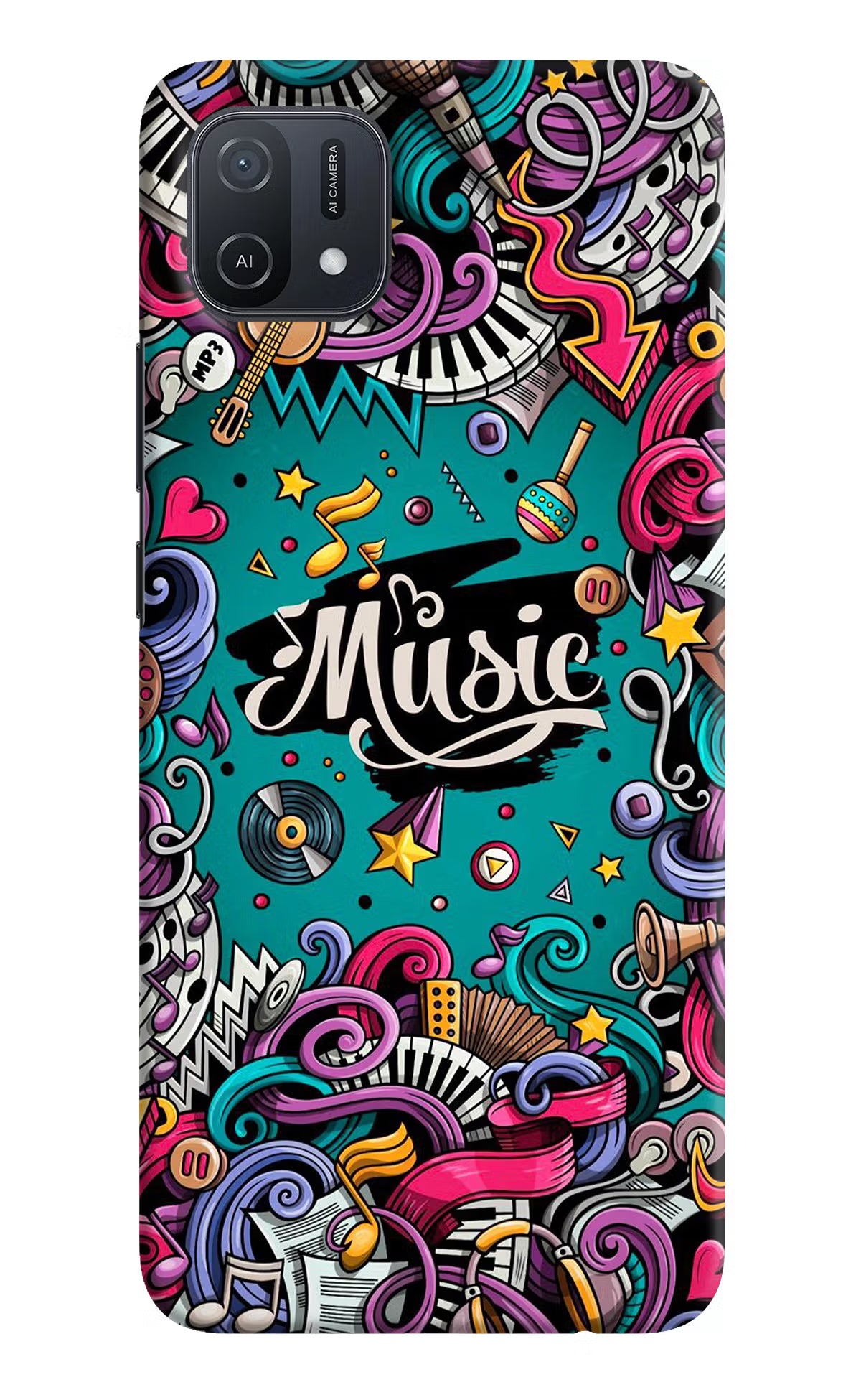 Music Graffiti Oppo A16k/A16e Hard Case Back Cover by Casekaro