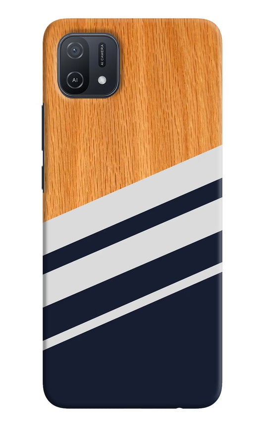 Blue and white wooden Oppo A16k/A16e Hard Case Back Cover by Casekaro