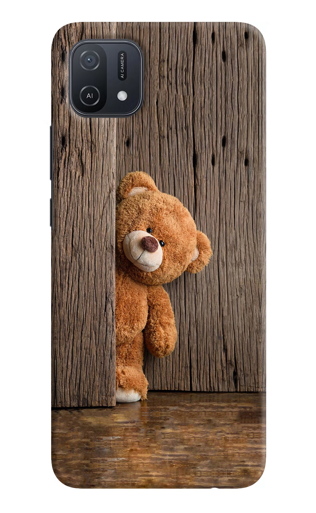 Teddy Wooden Oppo A16k/A16e Hard Case Back Cover by Casekaro