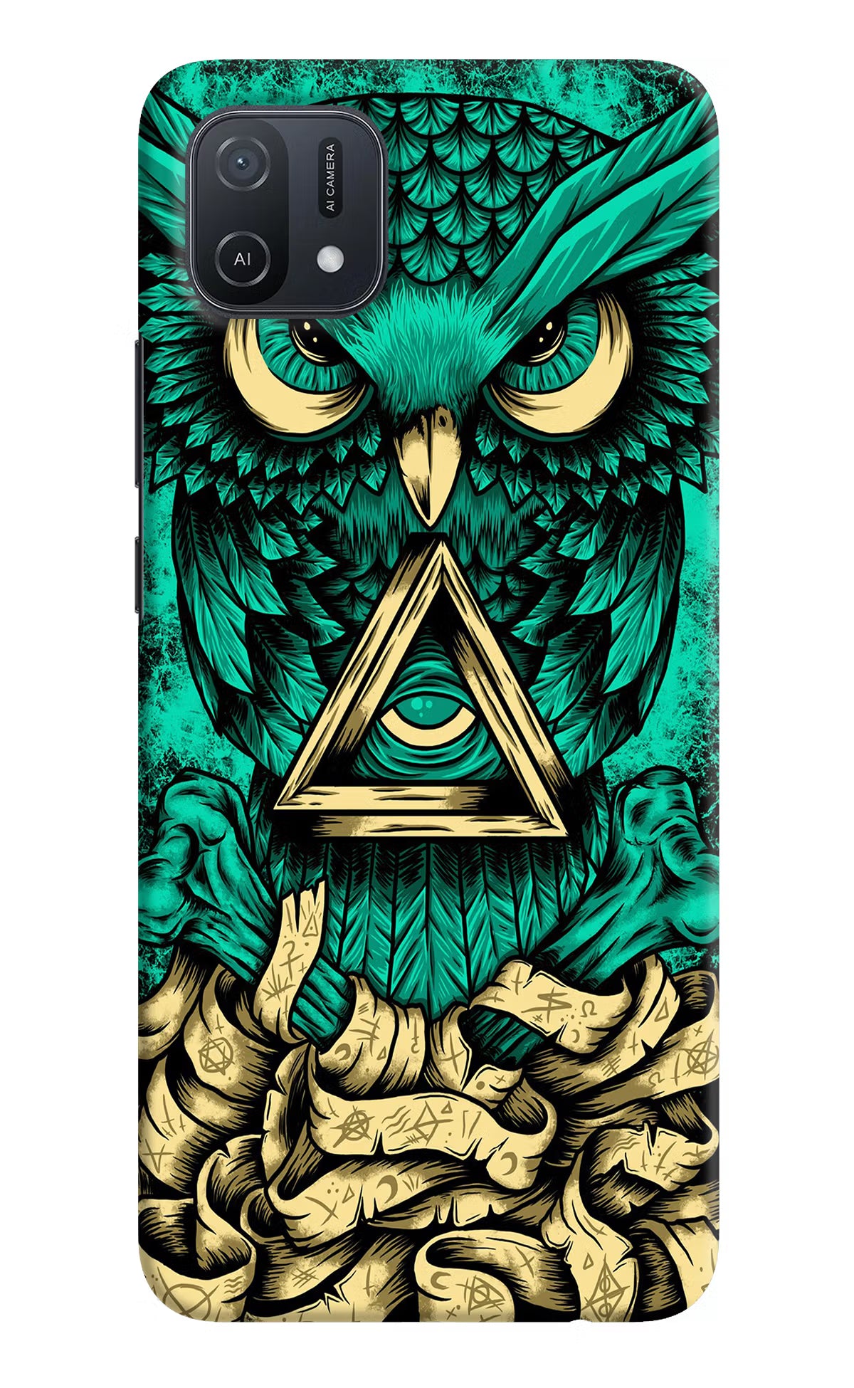 Green Owl Oppo A16k/A16e Hard Case Back Cover by Casekaro