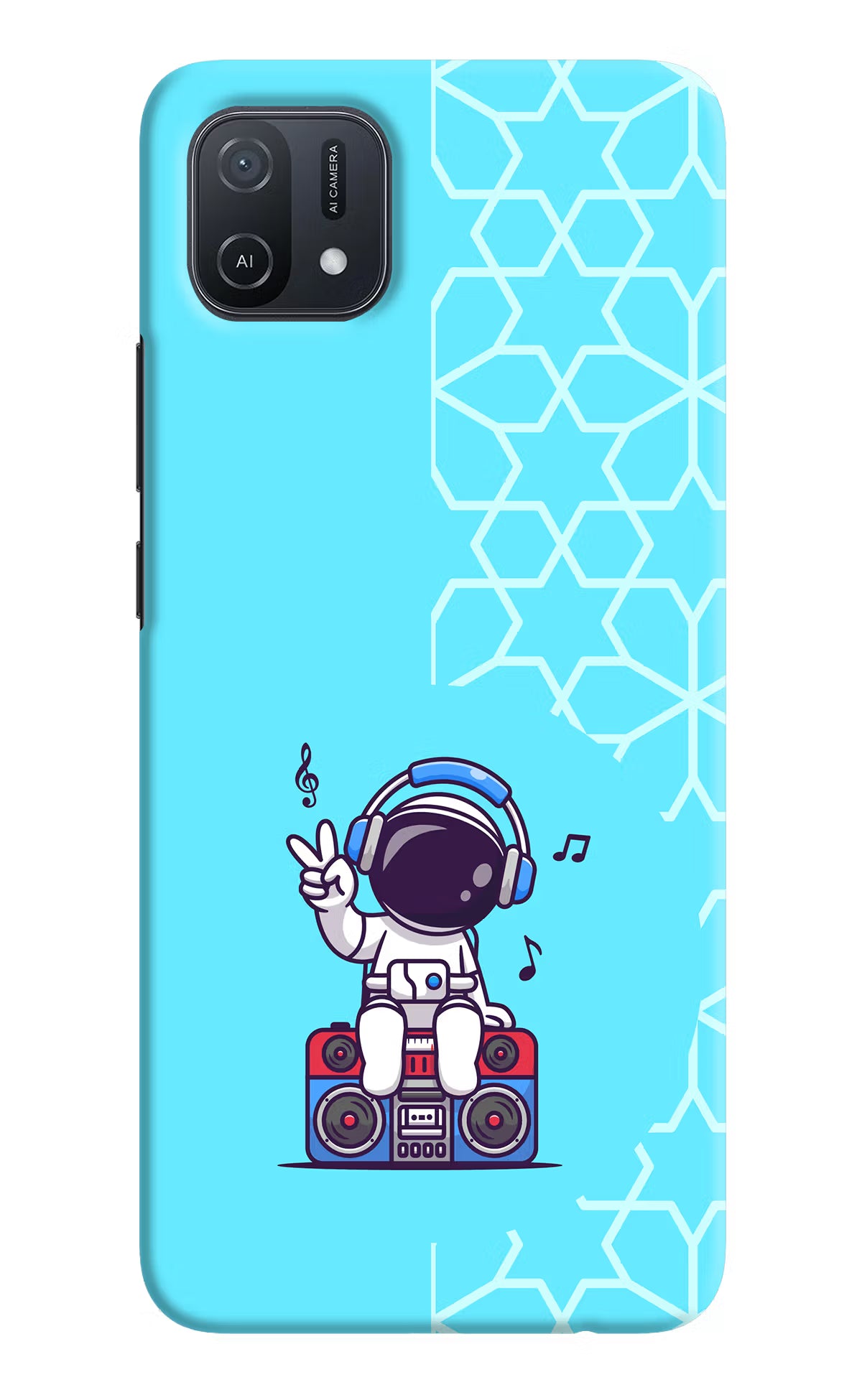 Cute Astronaut Chilling Oppo A16k/A16e Hard Case Back Cover by Casekaro