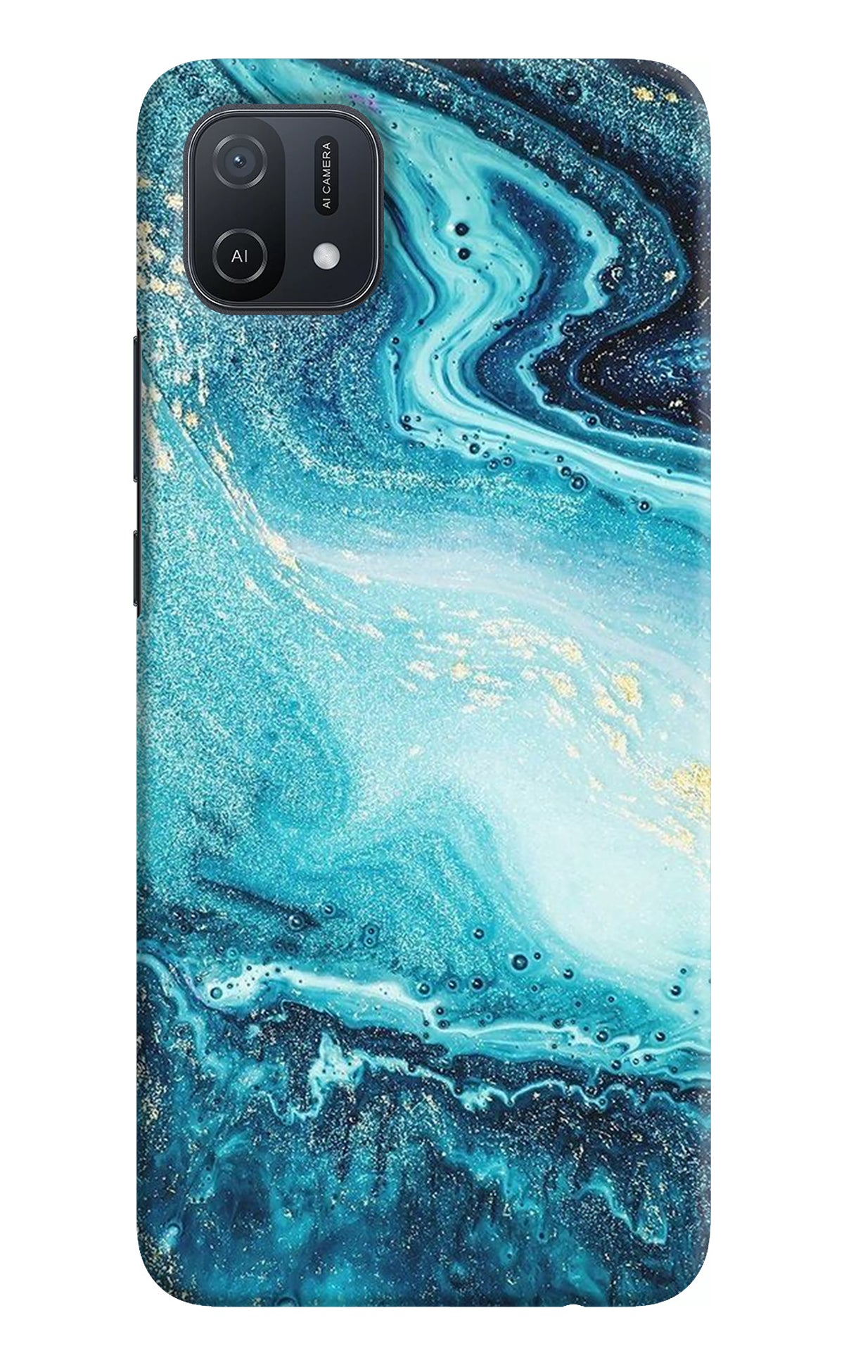 Blue Glitter Marble Oppo A16k/A16e Back Cover