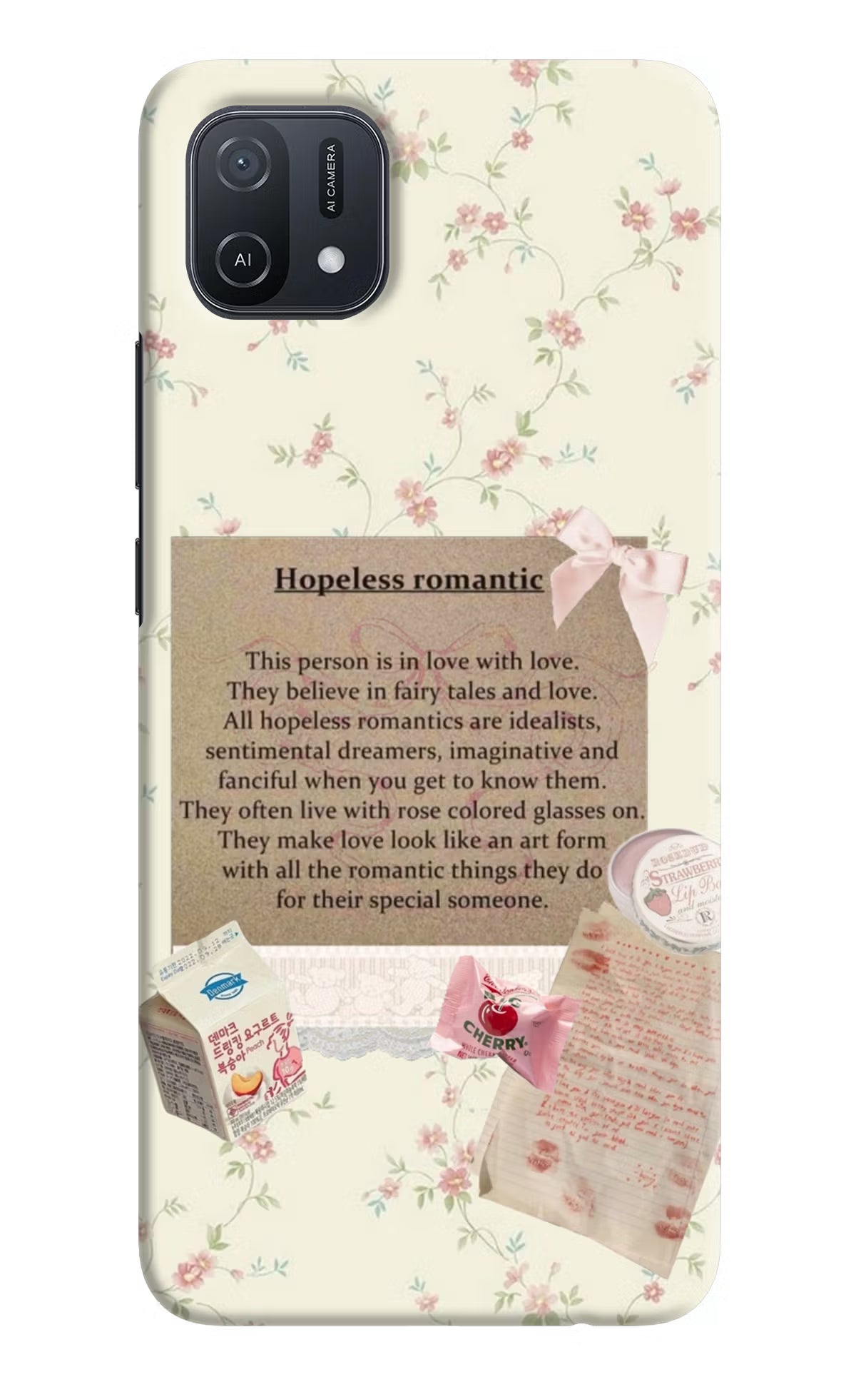 Hopeless Romantic Oppo A16k/A16e Hard Case Back Cover by Casekaro