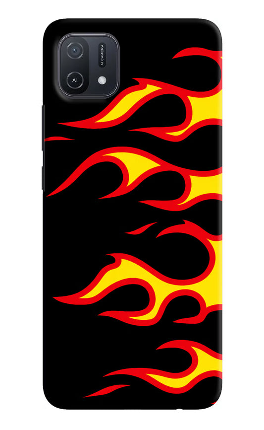 Side Sweep Flames Oppo A16k/A16e Hard Case Back Cover by Casekaro