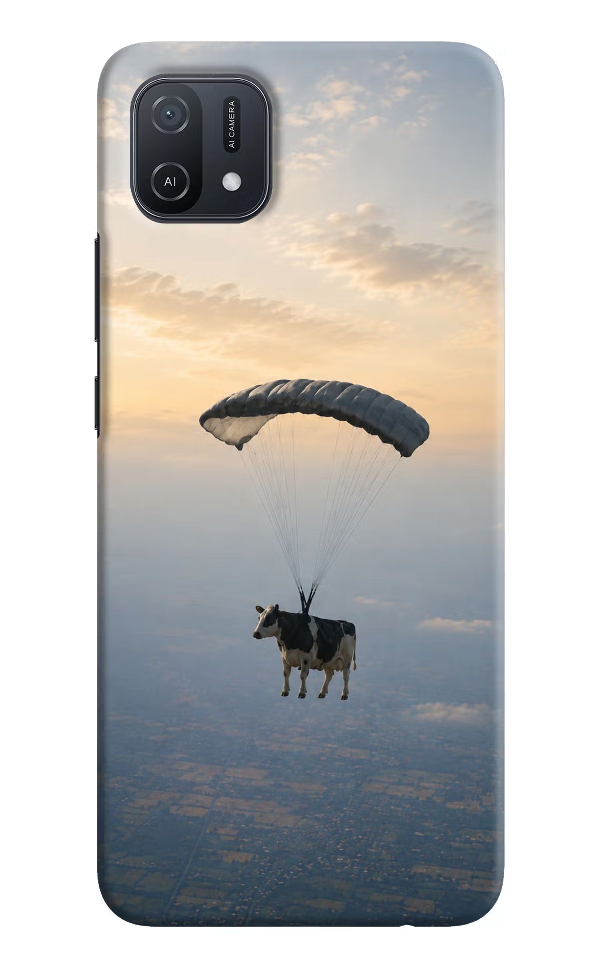 Skydiving Cow Oppo A16k/A16e Back Cover