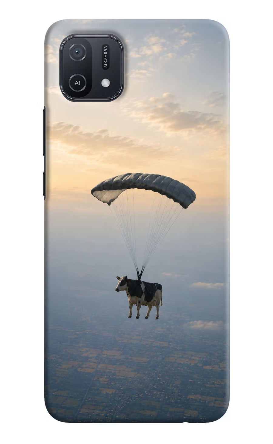 Skydiving Cow Oppo A16k/A16e Back Cover, Hard case