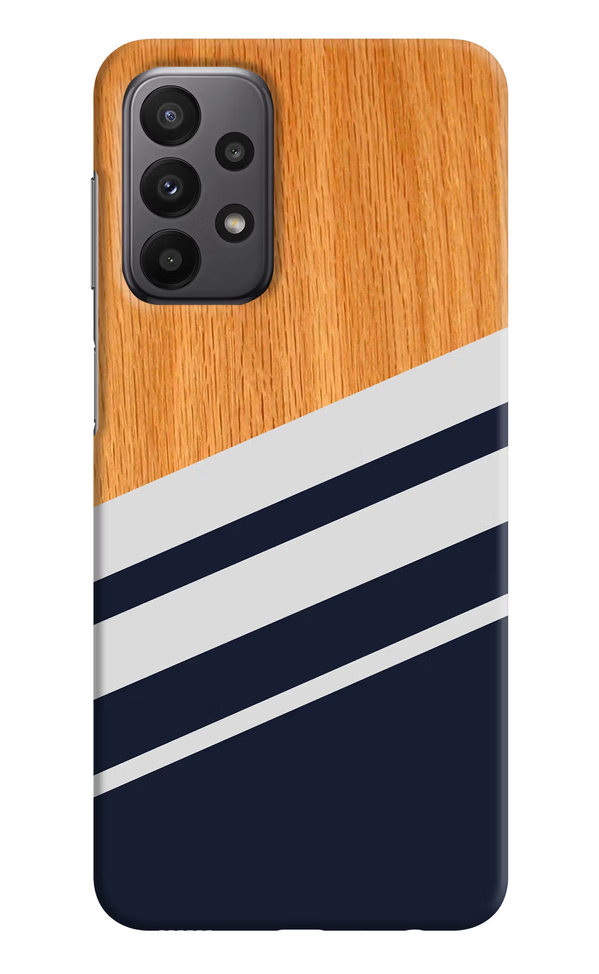 Blue and white wooden Samsung A23 Hard Case Back Cover by Casekaro