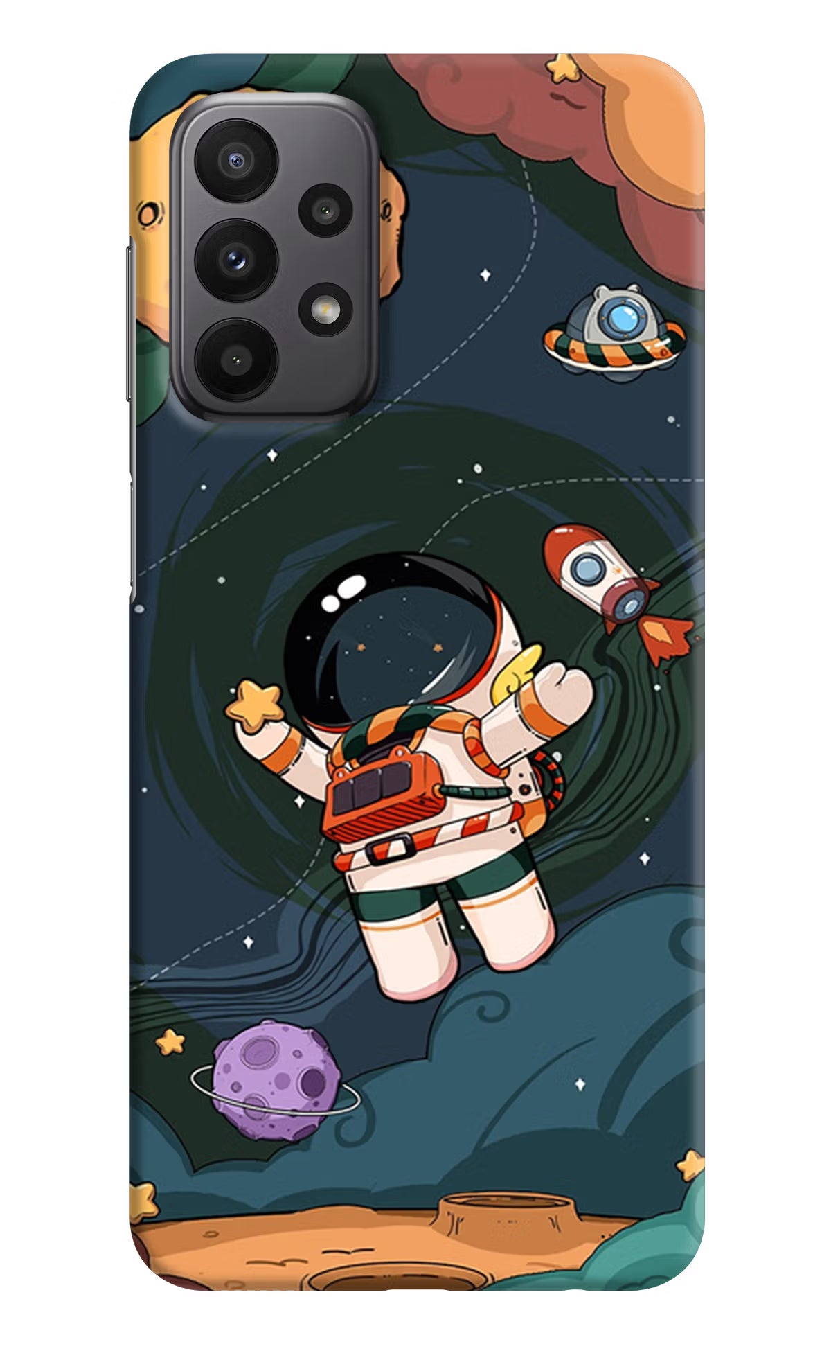 Cartoon Astronaut Samsung A23 Hard Case Back Cover by Casekaro