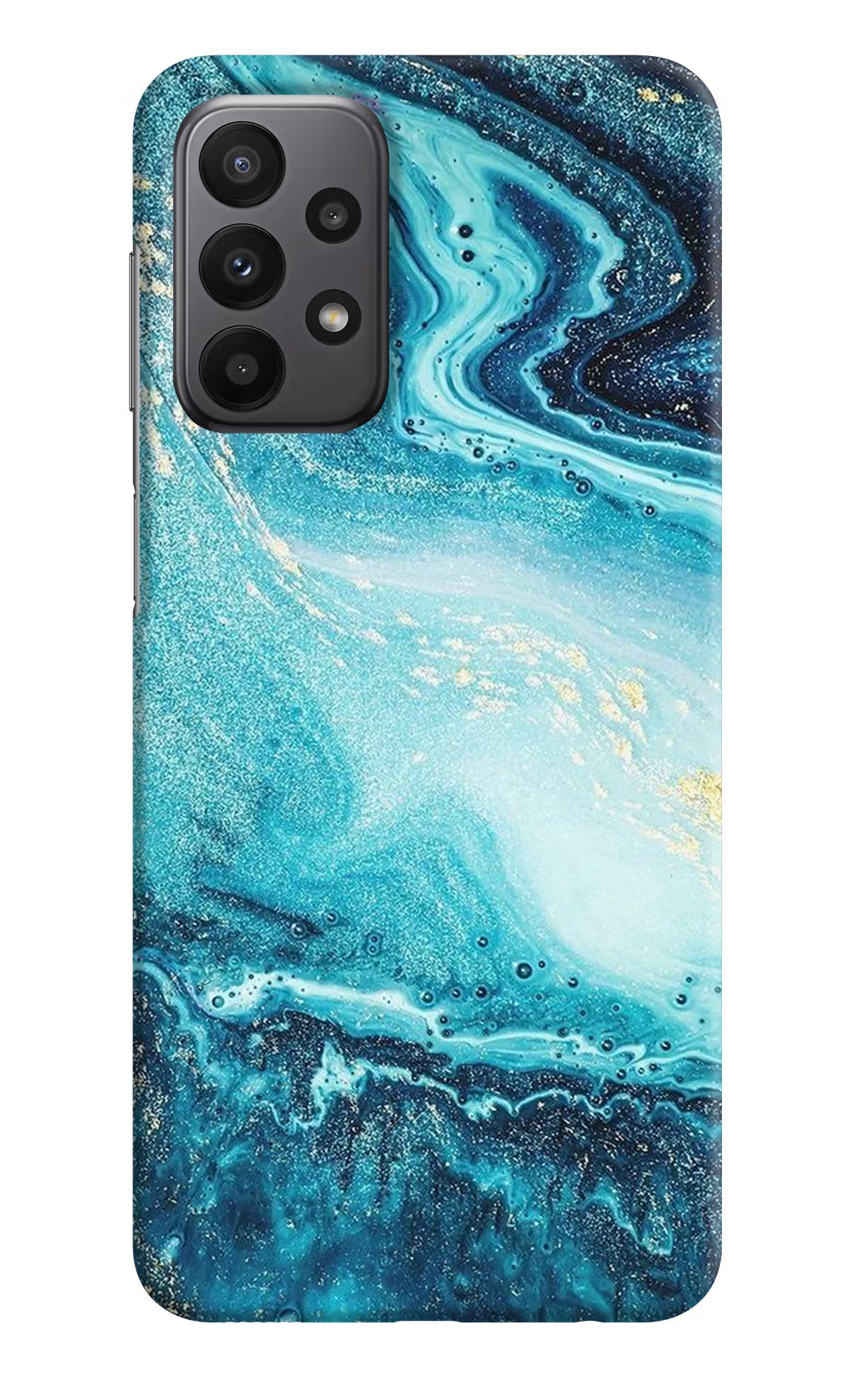 Blue Glitter Marble Samsung A23 Hard Case Back Cover by Casekaro