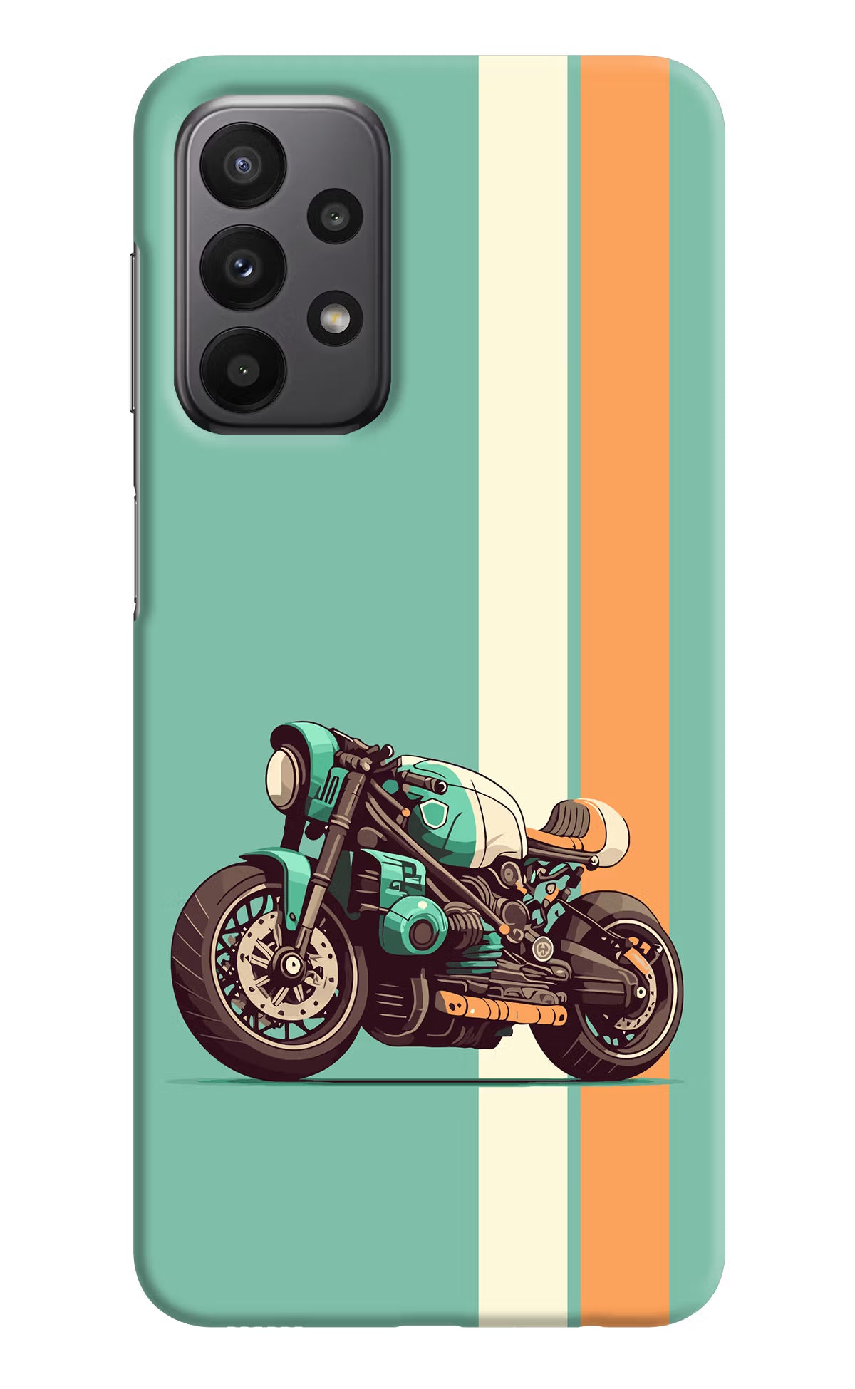 Striped Moto Drift Samsung A23 Hard Case Back Cover by Casekaro