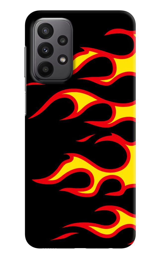 Side Sweep Flames Samsung A23 Hard Case Back Cover by Casekaro