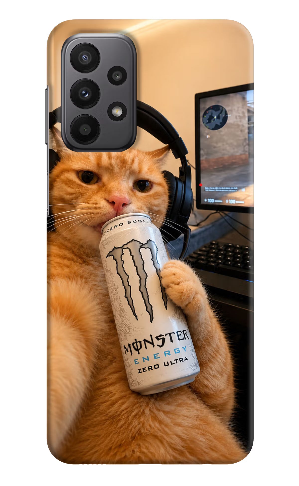 Gamer Cat Energy Samsung A23 Back Cover