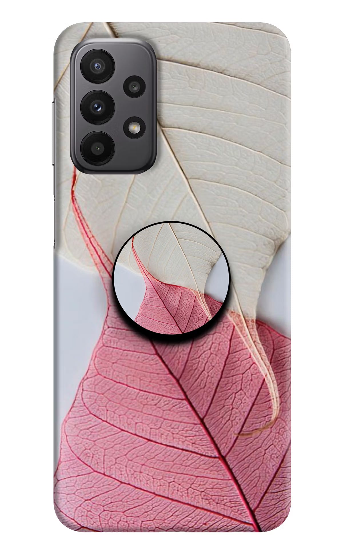 White Pink Leaf Samsung A23 Pop Case by Casekaro