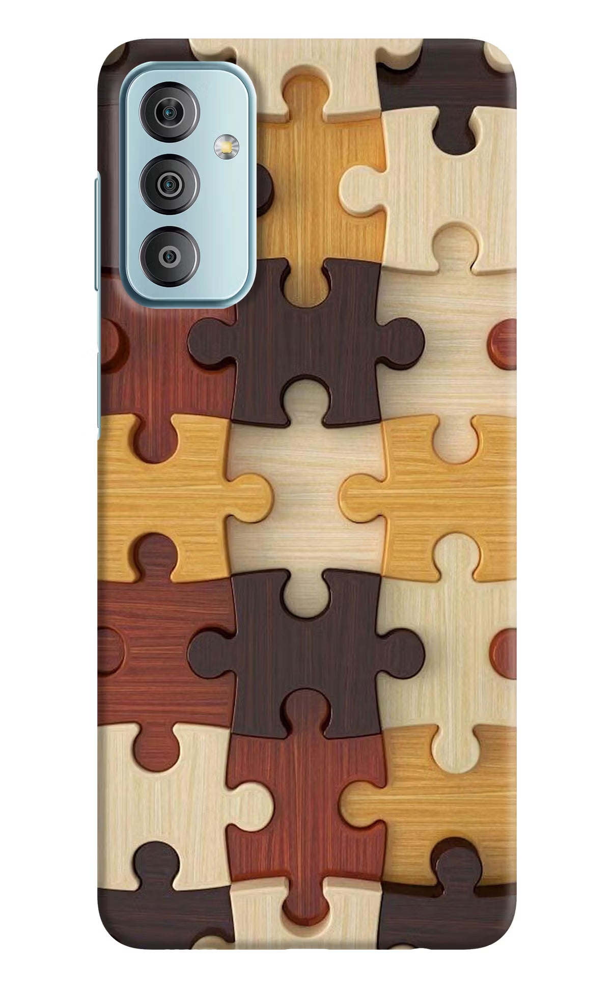Wooden Puzzle Samsung F23 5G Hard Case Back Cover by Casekaro