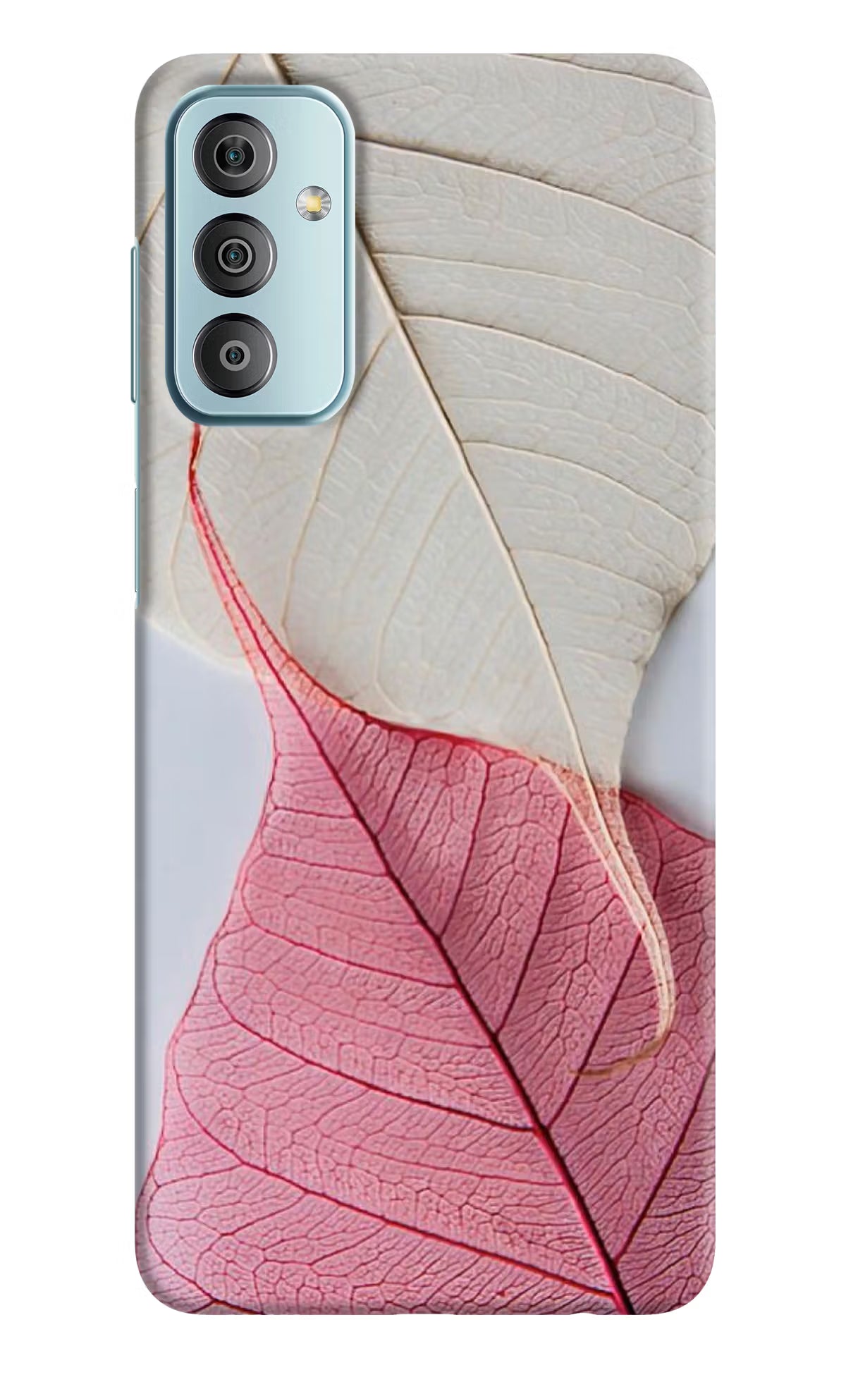 White Pink Leaf Samsung F23 5G Hard Case Back Cover by Casekaro