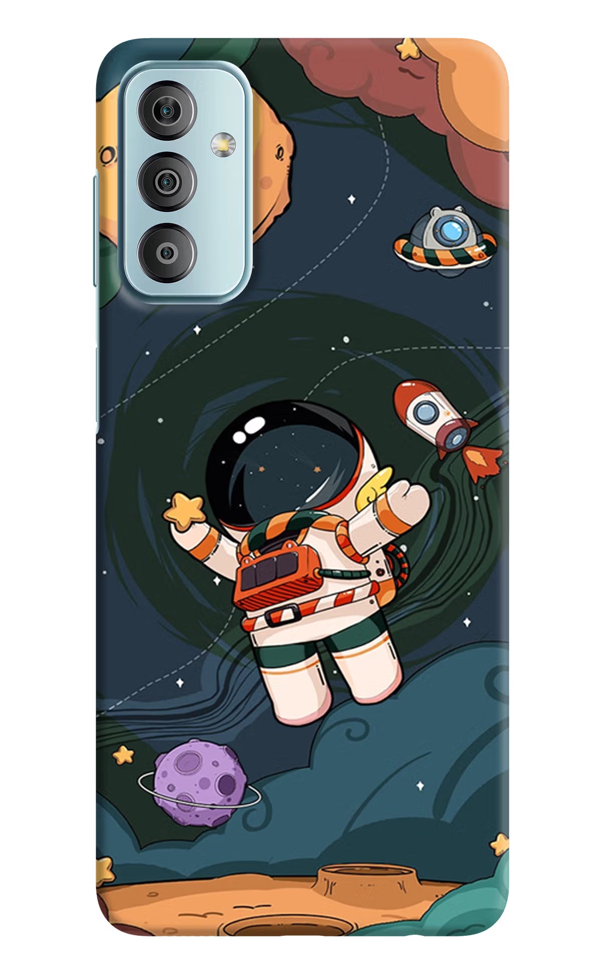 Cartoon Astronaut Samsung F23 5G Hard Case Back Cover by Casekaro
