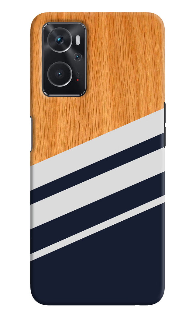 Blue and white wooden Oppo K10 4G Hard Case Back Cover by Casekaro
