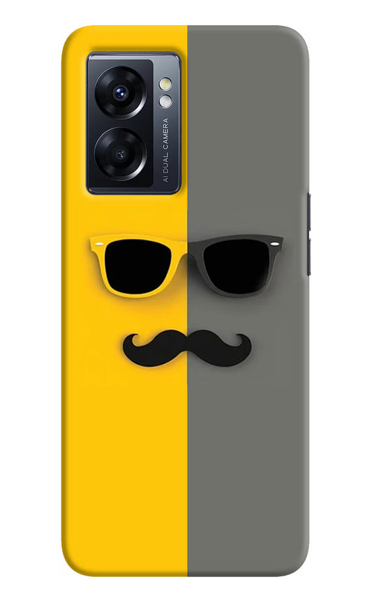 Sunglasses with Mustache Oppo K10 5G Hard Case Back Cover by Casekaro