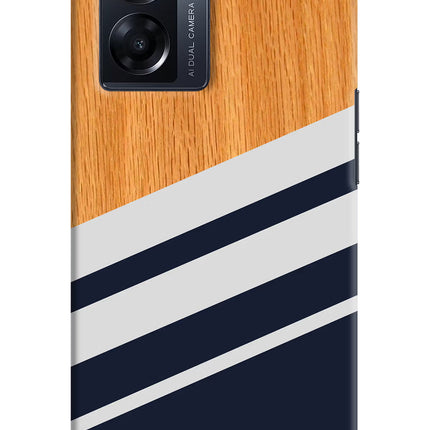 Blue and white wooden Oppo K10 5G Hard Case Back Cover by Casekaro