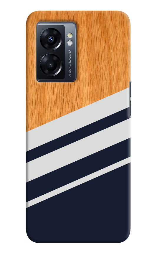 Blue and white wooden Oppo K10 5G Hard Case Back Cover by Casekaro