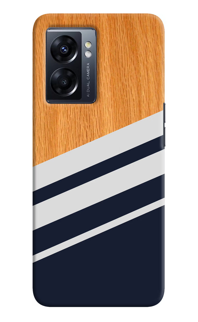 Blue and white wooden Oppo K10 5G Hard Case Back Cover by Casekaro