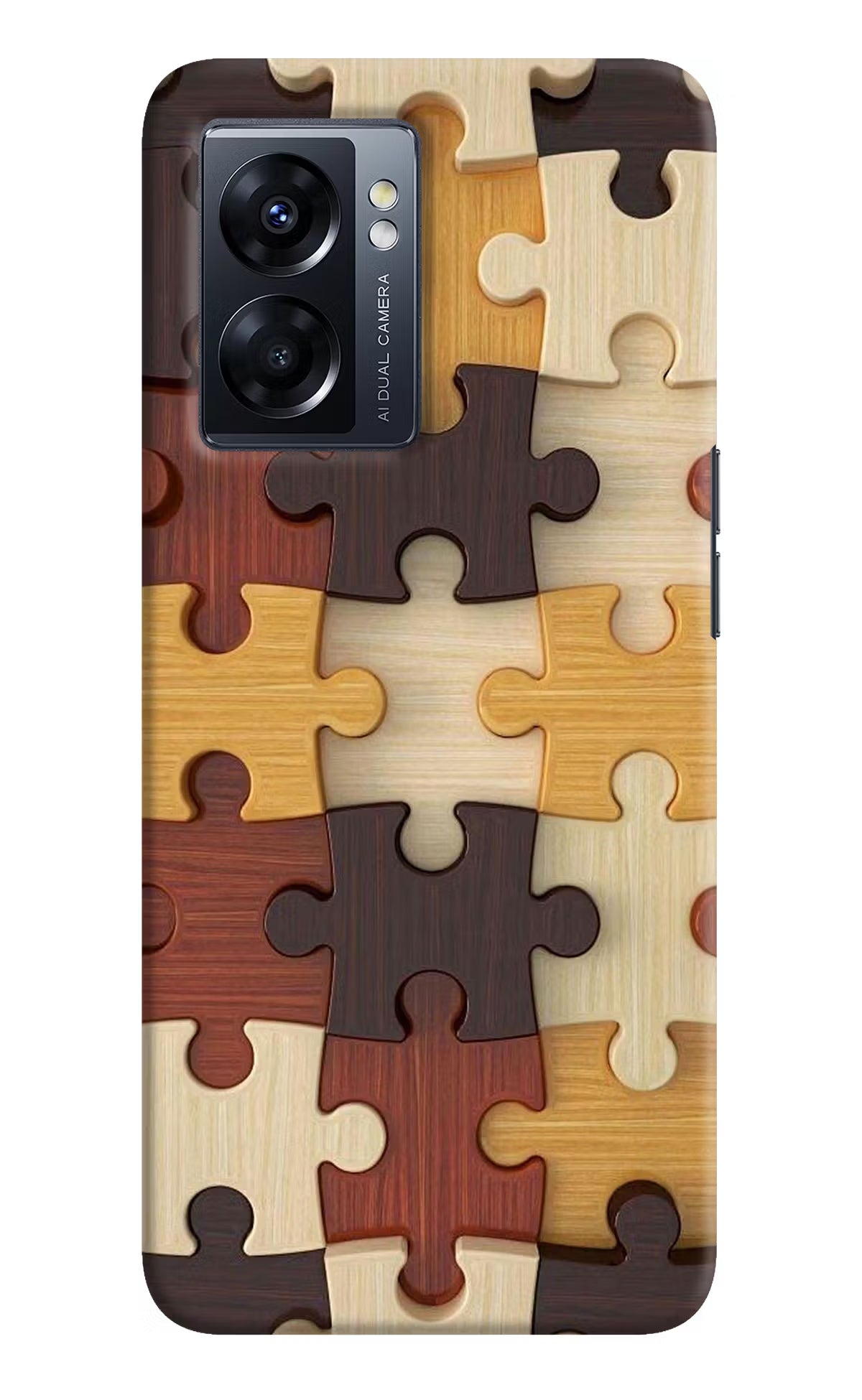 Wooden Puzzle Oppo K10 5G Hard Case Back Cover by Casekaro