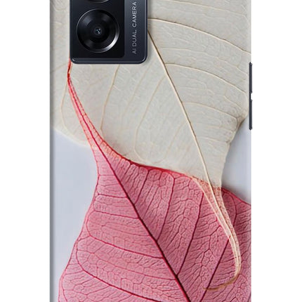 White Pink Leaf Oppo K10 5G Hard Case Back Cover by Casekaro
