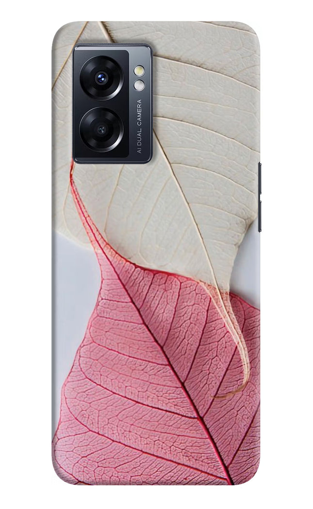 White Pink Leaf Oppo K10 5G Hard Case Back Cover by Casekaro