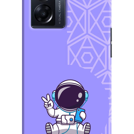 Cute Astronaut Chilling Oppo K10 5G Hard Case Back Cover by Casekaro