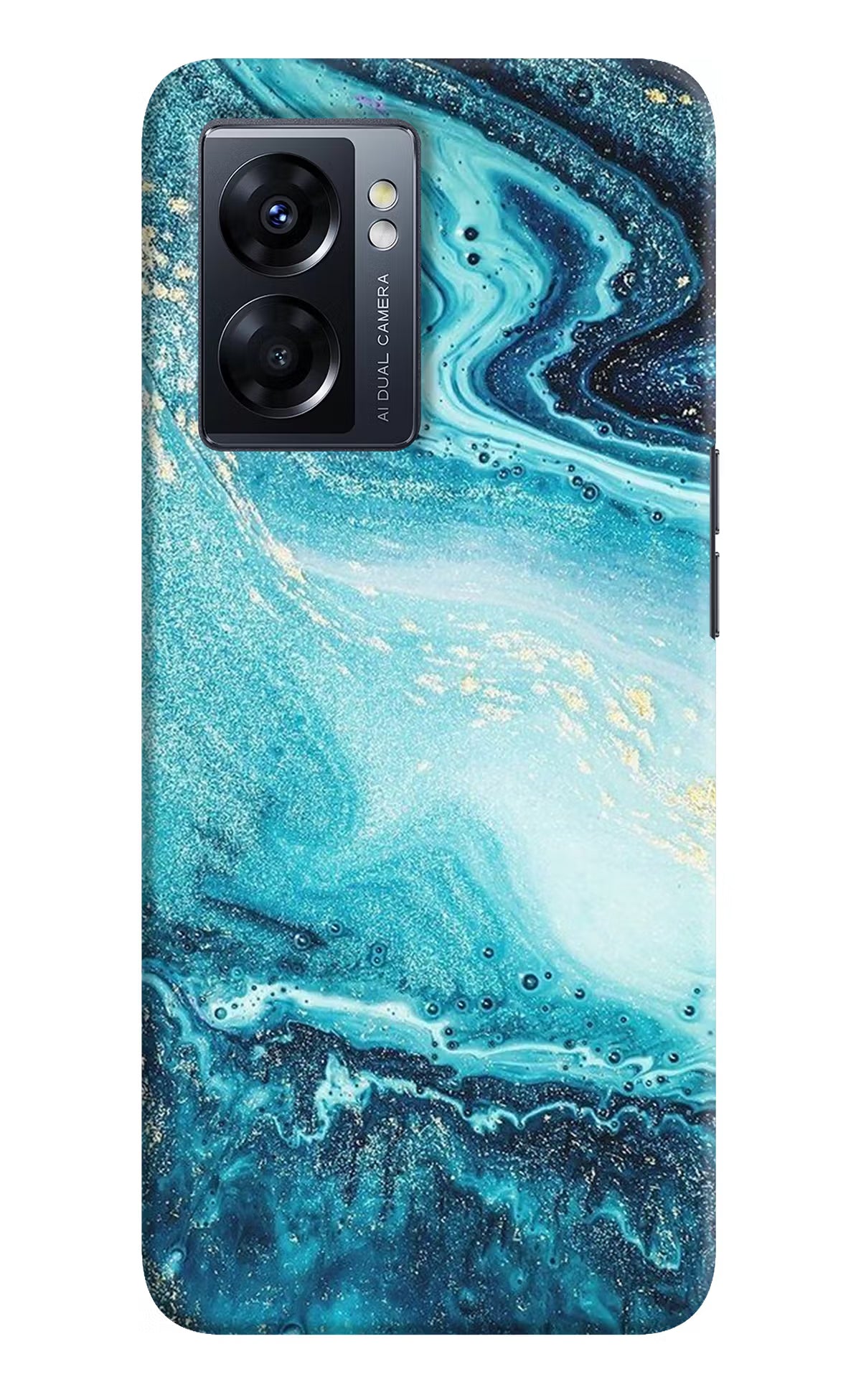 Blue Glitter Marble Oppo K10 5G Hard Case Back Cover by Casekaro