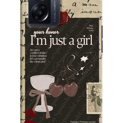 I am just a girl Oppo K10 5G Hard Case Back Cover by Casekaro