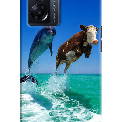 Dolphin vs Cow Oppo K10 5G Hard Case Back Cover by Casekaro