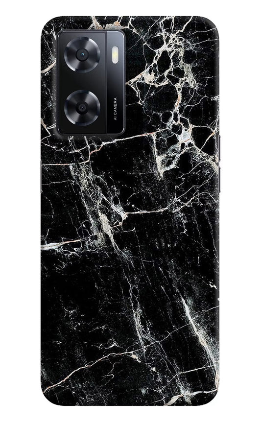Black Marble Texture Oppo A57 2022 Hard Case Back Cover by Casekaro