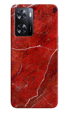 Red Marble Design Oppo A57 2022 Hard Case Back Cover by Casekaro