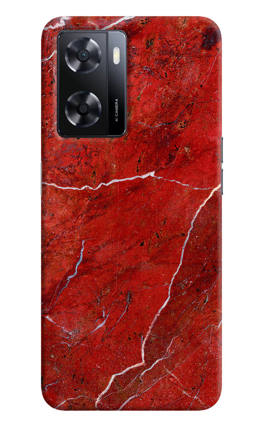 Red Marble Design Oppo A57 2022 Hard Case Back Cover by Casekaro