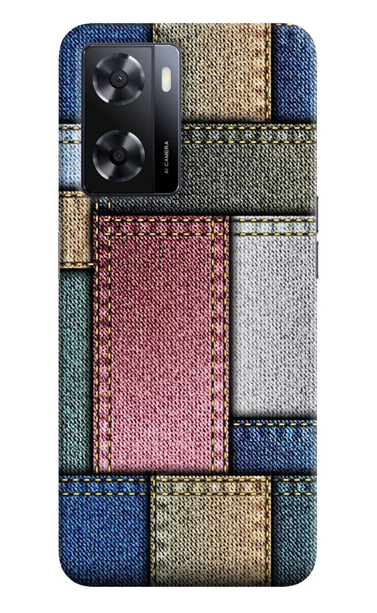 Multicolor Jeans Oppo A57 2022 Hard Case Back Cover by Casekaro